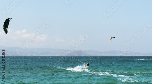 Kiteboarding Kitesurfing Extreme Sport in Greece.