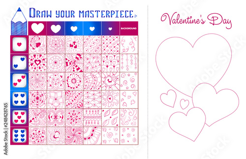 Educational game zentangle elements Valentine