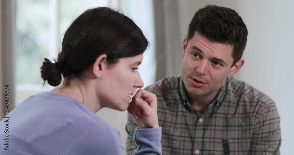 Depressed Woman Talking To Male Counselor Depressed Woman Talking To Male Counselor