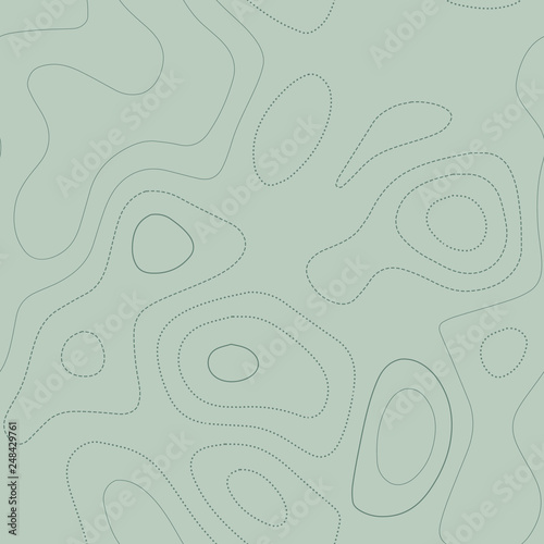 Admirable topographic map in green tones, seamless design, delightful tileable pattern. Vector illustration.