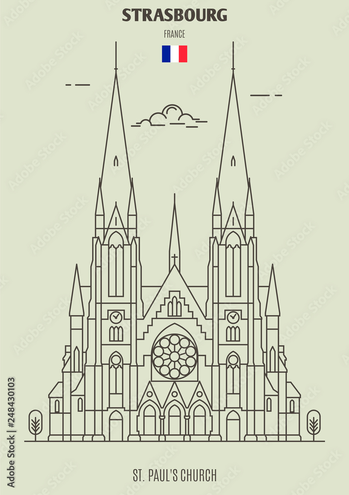 St. Paul's Church of Strasbourg, France. Landmark icon