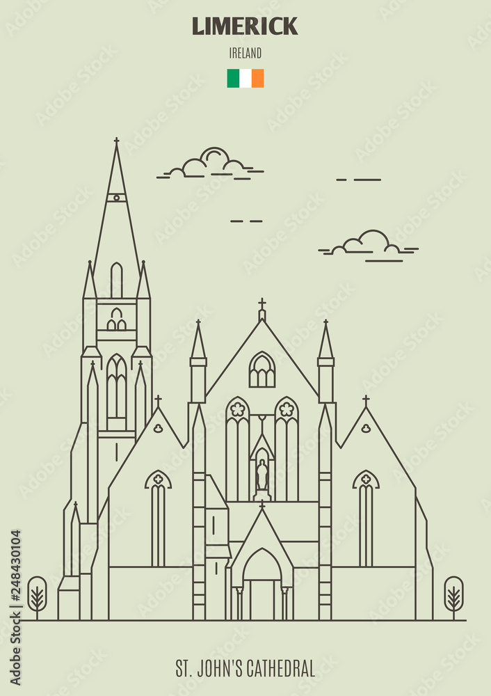 St. John's Cathedral in Limerick, Ireland. Landmark icon
