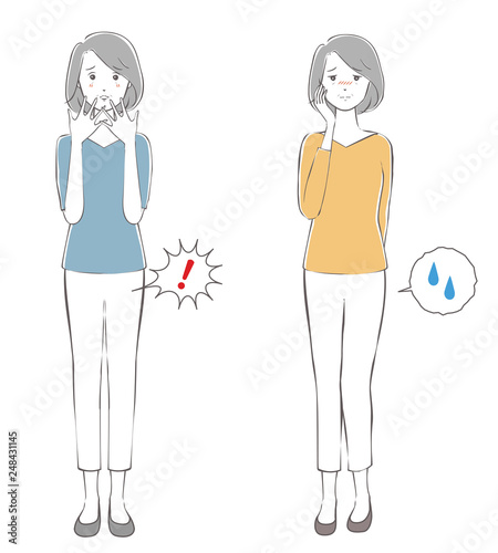 尿漏れ　 トイレ問題　中年女性全身