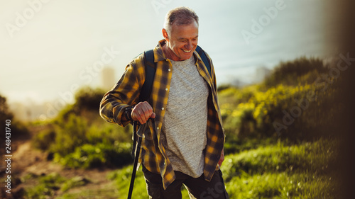 Senior man on a hiking trip