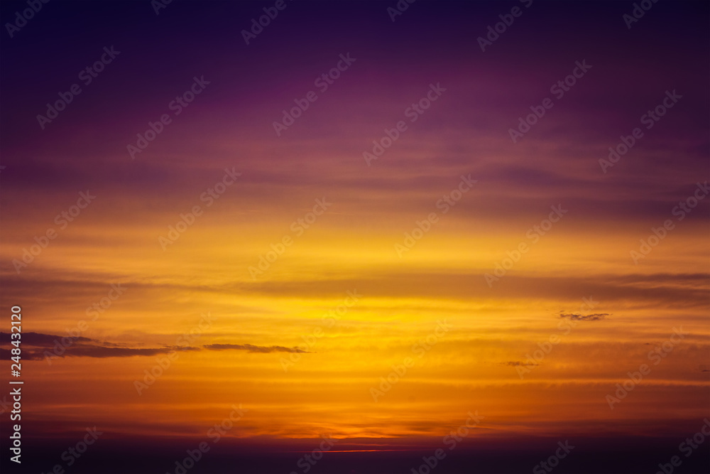 Beautiful colorful sky with clouds after sunset
