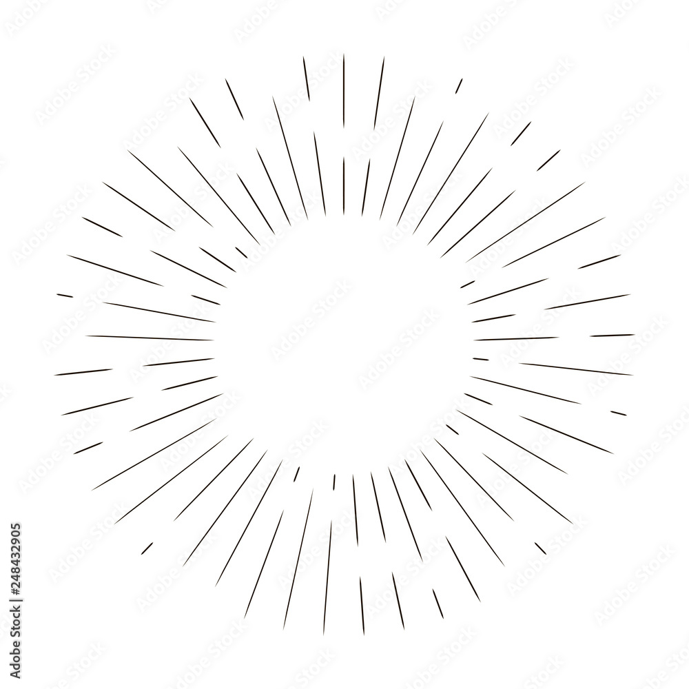 Sun rays linear drawing. Isolated burst design elements. Vector vintage bursting rays illustration.Retro style vector. T-shirt print. Sun rays linear drawing. Isolated burst design elements. Vector vintage bursting rays illustration.Retro style vector. T-shirt print.