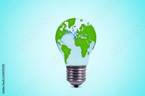 Fototapeta Naklejka Na Ścianę i Meble -  World map shaped a light bulb