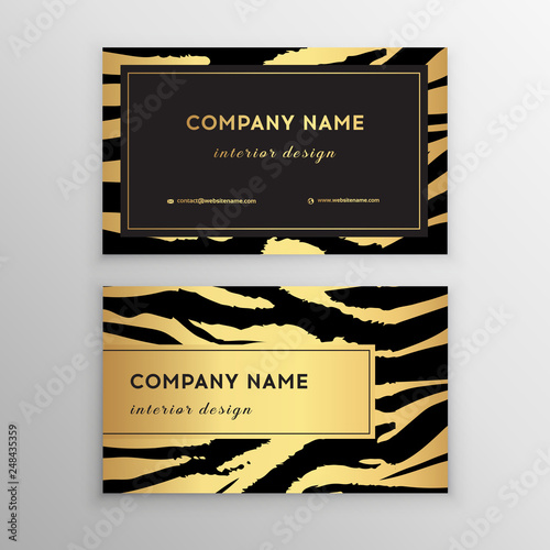 Business card trendy zebra and tiger pattern.