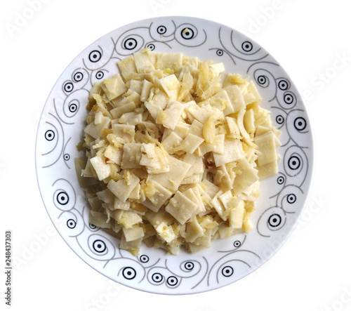 Fettuccine With Cabbage On a Plate Isolated