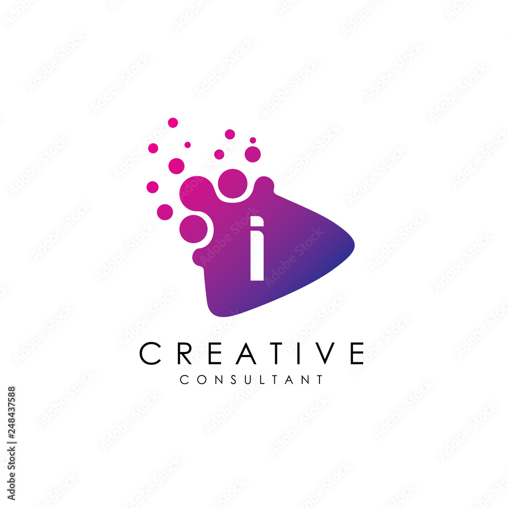Dotted Play I Letter Logo Dotted Play I Letter Logo