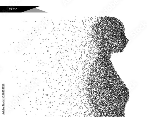 Abstract vector illustration of human bust in the form of dots.