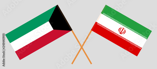 Iran and Kuwait. The Iranian and Kuwaiti flags. Official colors. Correct proportion. Vector