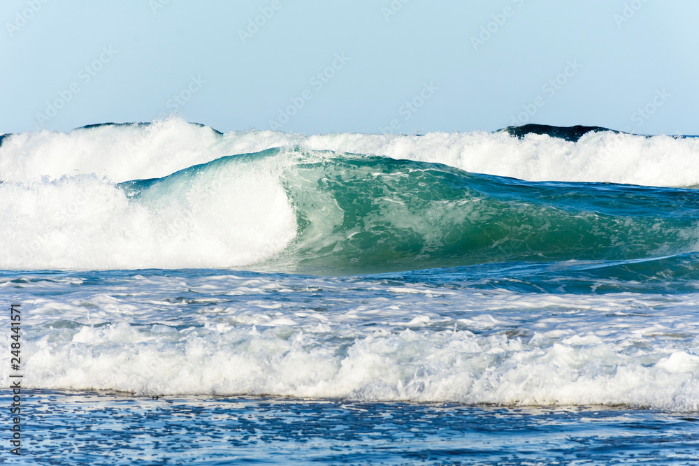Ocean waves and blue sky background Ocean waves and blue sky background