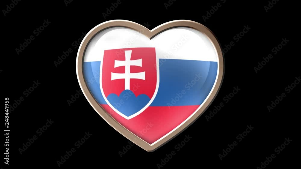 Slovakia flag heart isolated on black luma matte. Patriotism Slovakia flag heart isolated on black luma matte. Patriotism