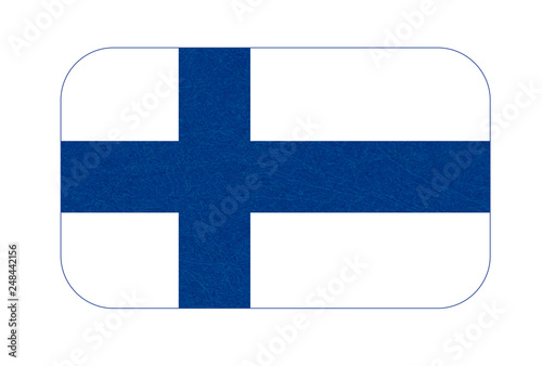 Flag of Finland. Scandinavian northern country. Isolated Finnish banner with scratched texture, grunge. Flat style, vector with noise, marble textured background. Horizontal orientation.