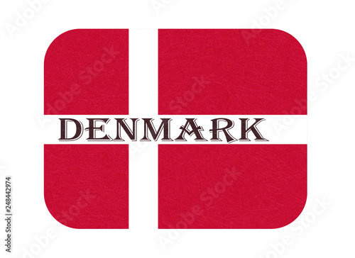 Flag of Denmark, Scandinavian northern country. Isolated Danish banner with scratched texture, grunge. Flat style, vector with noise, marble textured background. Horizontal orientation.