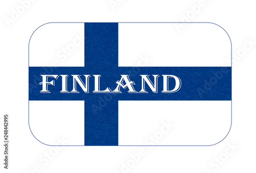 Flag of Finland. Scandinavian northern country. Isolated Finnish banner with scratched texture, grunge. Flat style, vector with noise, marble textured background. Horizontal orientation.