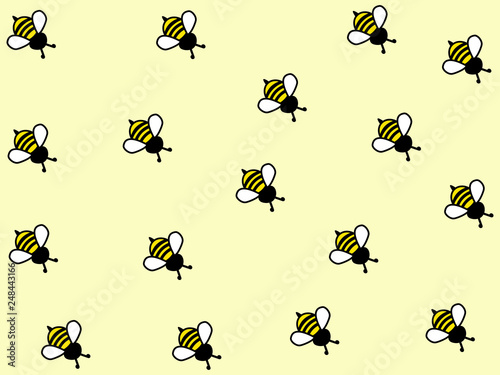 Wonderful design of hard-working bees on a light yellow background