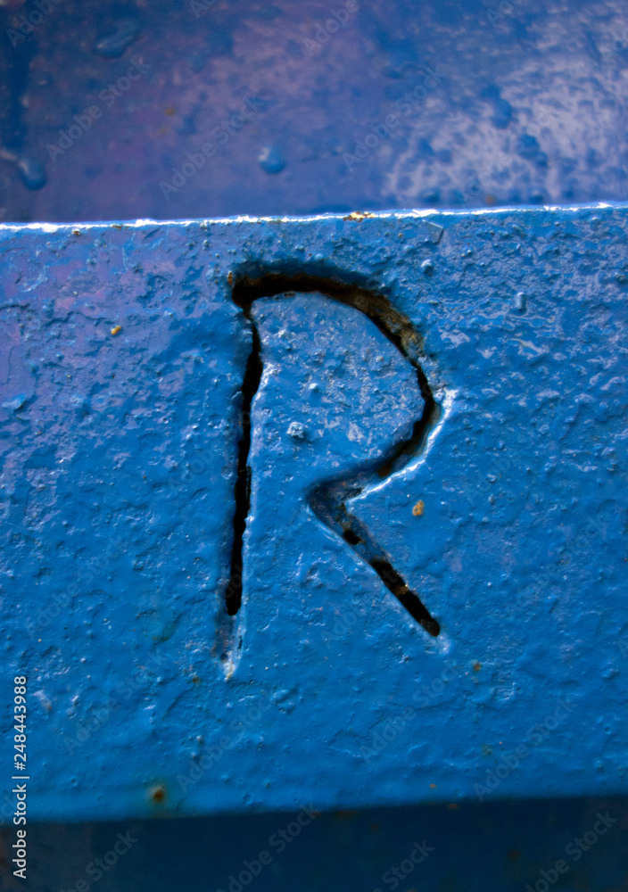 Written Wording in Distressed State Typography Found Letter R Written Wording in Distressed State Typography Found Letter R
