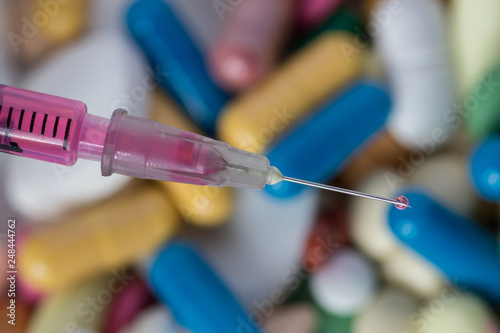 Close-up medical syringe