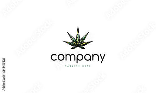 Cannabis Leaf green shade vector logo image