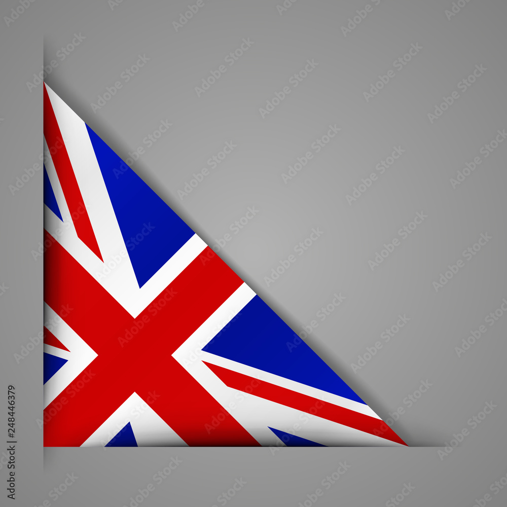 Flag of the Great Britain . Realistic flag of England. Paper cutting style. Corner Ribbon. Isolated Vector illustration. Stock Vector | Adobe Stock
