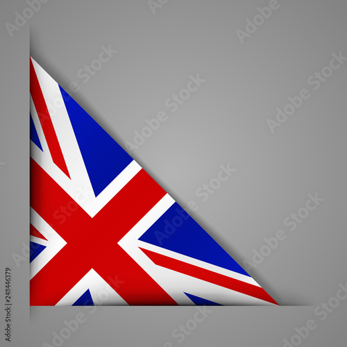 Flag of the Great Britain . Realistic flag of England. Paper cutting style.Corner Ribbon. Isolated Vector illustration.