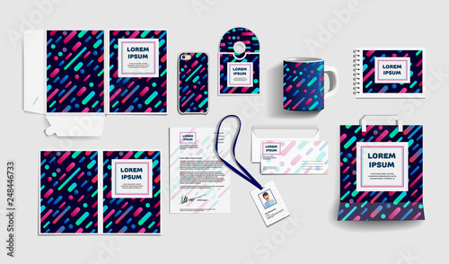 Corporate identity business items. Editable corporate identity template design. Vector icons office stationery. Gift Items business color promotional souvenirs elements. Stationery set corporate style