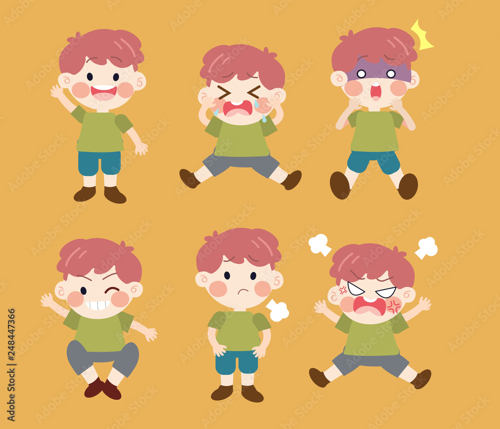 character cartoon kid with emotions