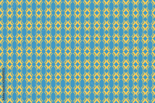 Seamless  abstract background pattern made with geometric shapes. Decorative vector art in blue and yellow colors.