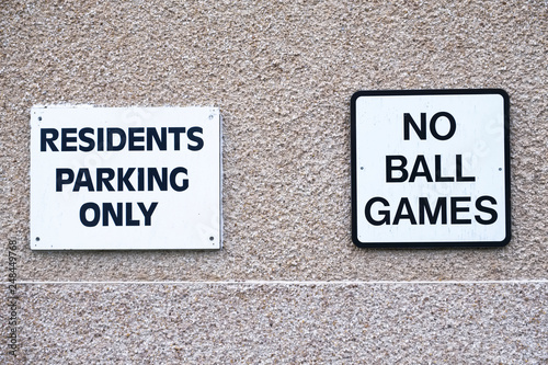 No ball games sign at residential council houses and flats