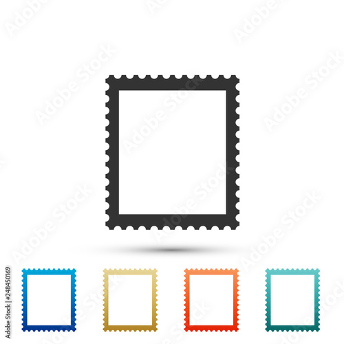 Postal stamp icon isolated on white background. Set elements in color icons. Vector Illustration
