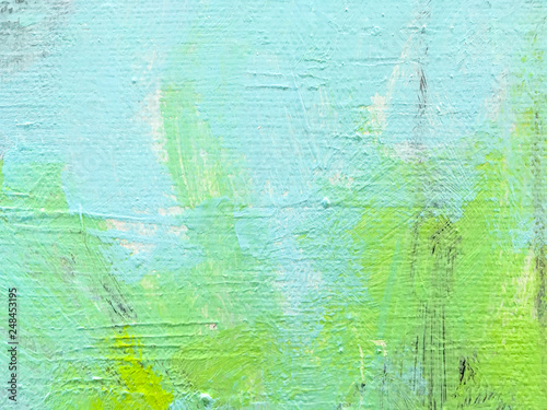 hand painted canvas with blue and green colors