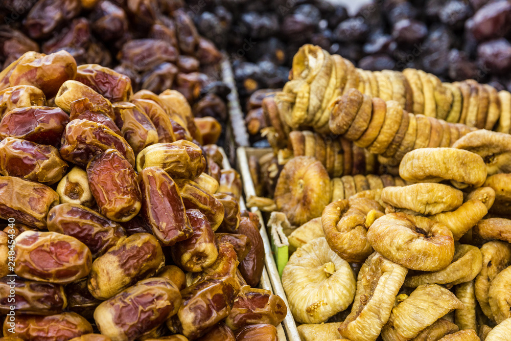 Dates and figs dried fruits. Dates and figs dried fruits.