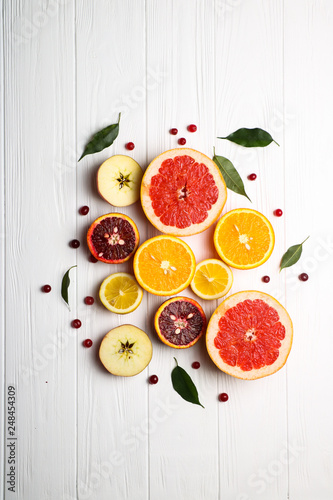 Fresh juicy healthy fruit and berries