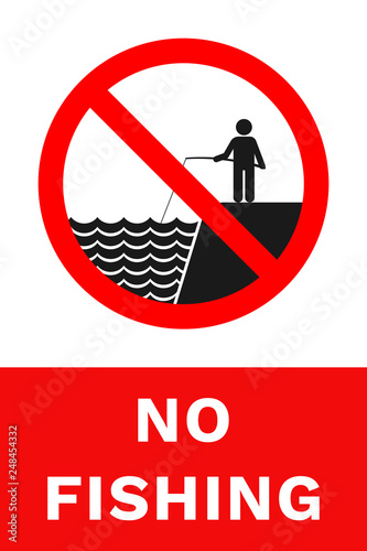 NO FISHING sign. Vector.