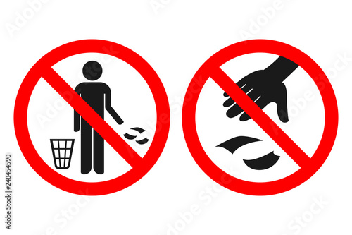 NO LITTERING sign. Vector.
