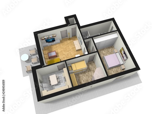 Floor plan 3D illustration