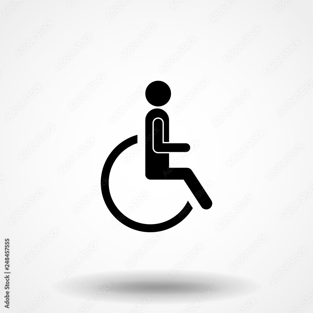 Disabled Icon vector. Simple flat symbol. Perfect Black pictogram illustration on white background. Disabled Icon vector. Simple flat symbol. Perfect Black pictogram illustration on white background.