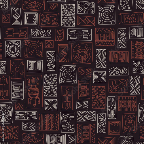 Vector seamless pattern in ethnic style. African tribal ornaments.