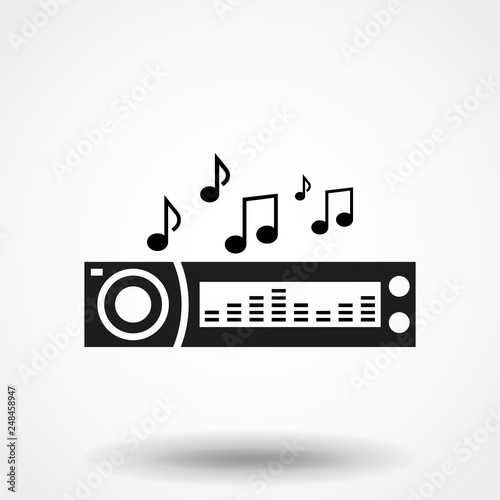 Car radio. Single flat icon on white background. Vector illustration.