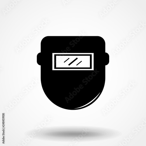 Metal welder helmet icon. Flat metal welder helmet vector icon for web design isolated on white background