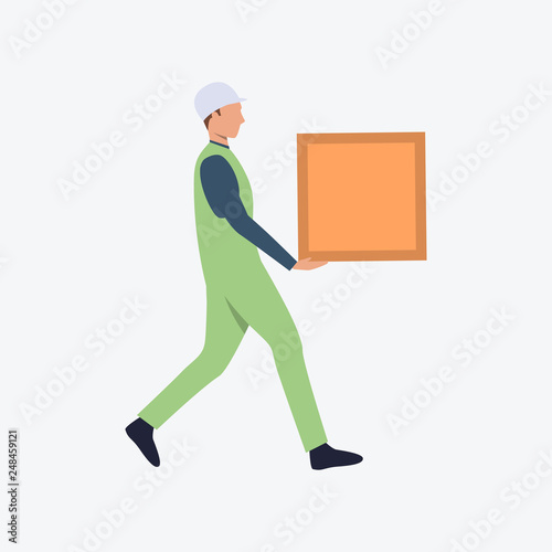 Builder carrying box flat icon