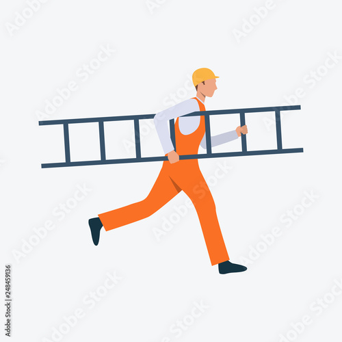 Builder carrying ladder flat icon