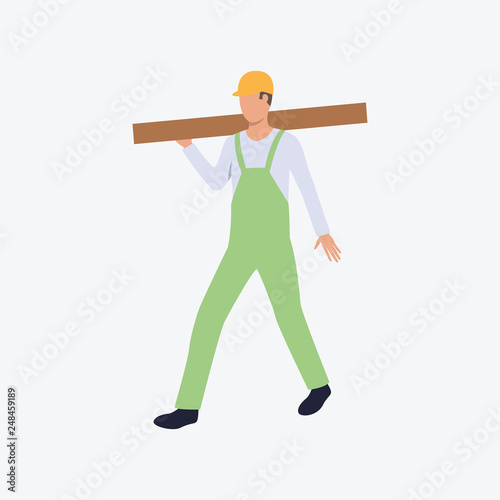 Builder flat icon. Timber, board, helmet