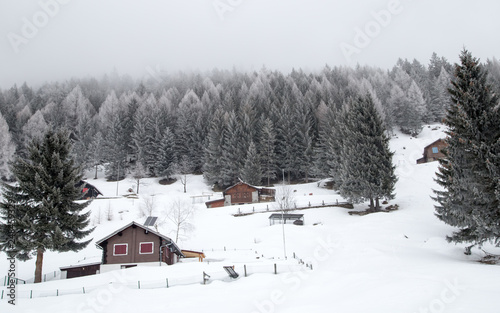 Abandoned village in winter, Gumegna, alps, Switzerland