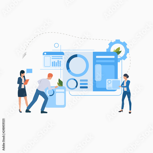 Business people working on project flat icon