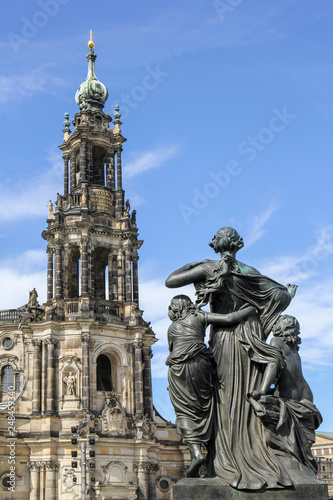 Sculpture on the Bruhl Terrace, a historic architectural ensemble in Dresden, Germany