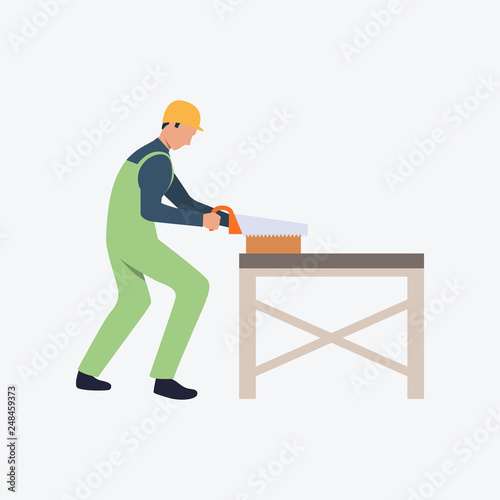 Carpenter flat icon. Handyman