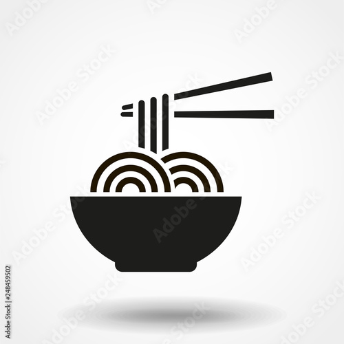 Noodle bowl with chopsticks, vector illustration